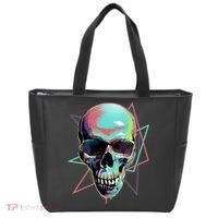 Retro Neon Graffiti Paint Skull Tote Bag thumb 0