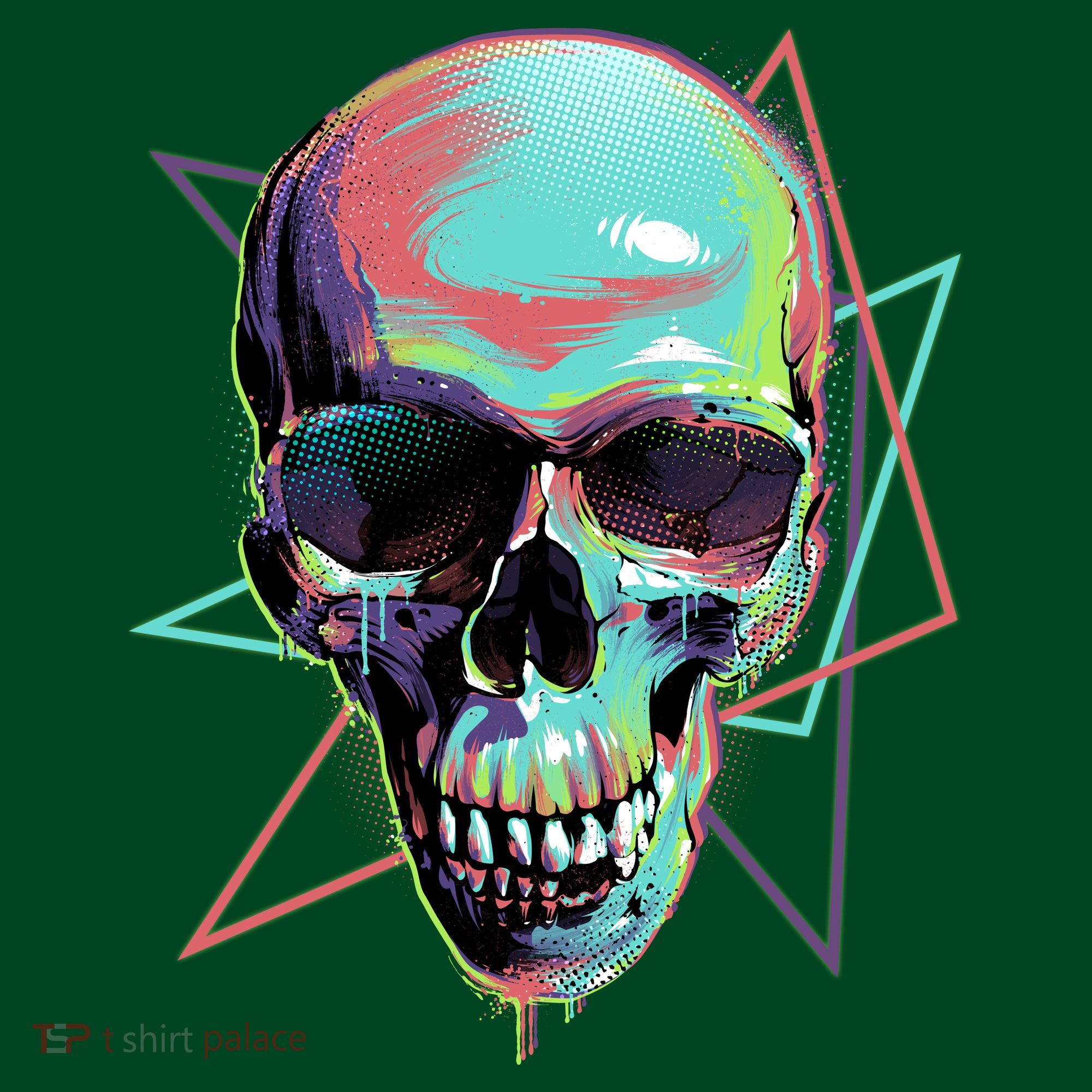 Retro Neon Graffiti Paint Skull Hoodie