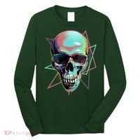 Retro Neon Graffiti Paint Skull Long Sleeve Shirt thumb 0