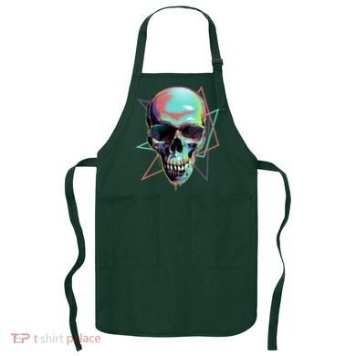 Retro Neon Graffiti Paint Skull Apron