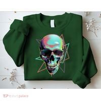 Retro Neon Graffiti Paint Skull Sweatshirt thumb 2