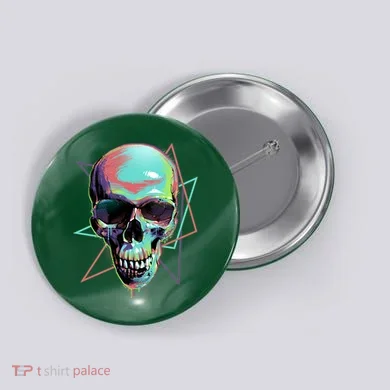Retro Neon Graffiti Paint Skull Button