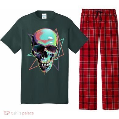 Retro Neon Graffiti Paint Skull Pajama Set