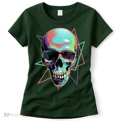 Retro Neon Graffiti Paint Skull Women's T-Shirt