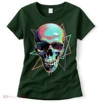 Retro Neon Graffiti Paint Skull Women's T-Shirt thumb 0