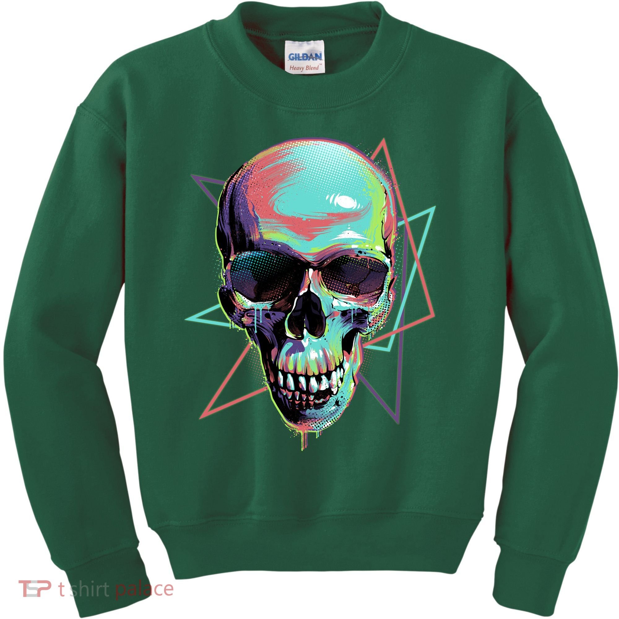 Retro Neon Graffiti Paint Skull Kids Sweatshirt
