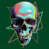 Retro Neon Graffiti Paint Skull Kids Hoodie thumb 2