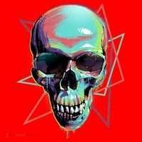 Retro Neon Graffiti Paint Skull Santa Hat thumb 1