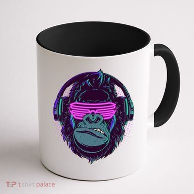 Retro Neon Hipster Gorilla Ape Coffee Mug back