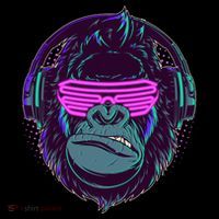 Retro Neon Hipster Gorilla Ape Ornament thumb 1