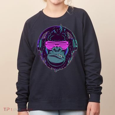 Retro Neon Hipster Gorilla Ape Women's Sweatshirt