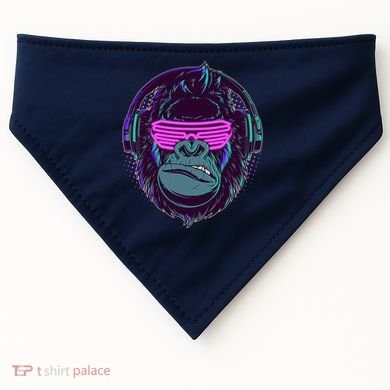 Retro Neon Hipster Gorilla Ape USA-Made Doggie Bandana