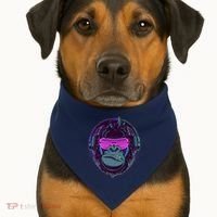 Retro Neon Hipster Gorilla Ape USA-Made Doggie Bandana thumb 1