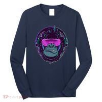Retro Neon Hipster Gorilla Ape Long Sleeve Shirt thumb 0