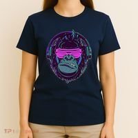 Retro Neon Hipster Gorilla Ape T-Shirt thumb 4