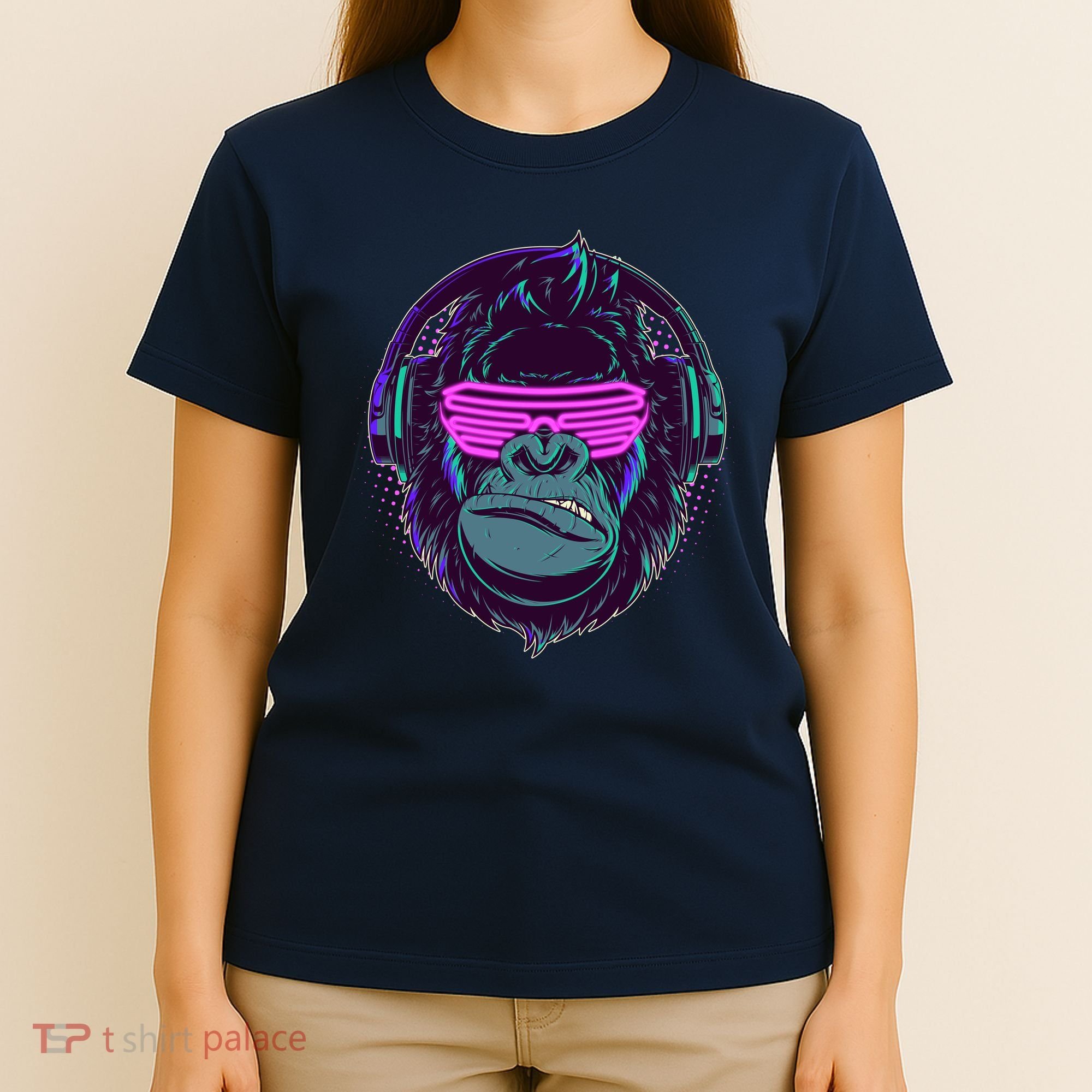 Retro Neon Hipster Gorilla Ape T-Shirt