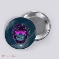 Retro Neon Hipster Gorilla Ape Button thumb 0