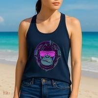Retro Neon Hipster Gorilla Ape Women's Tank Top thumb 2