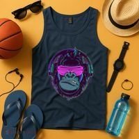 Retro Neon Hipster Gorilla Ape Tank Top thumb 4