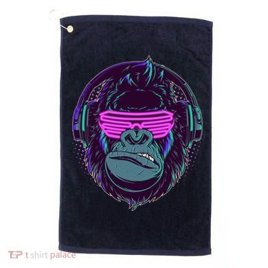 Retro Neon Hipster Gorilla Ape Golf Towel