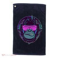 Retro Neon Hipster Gorilla Ape Golf Towel thumb 0