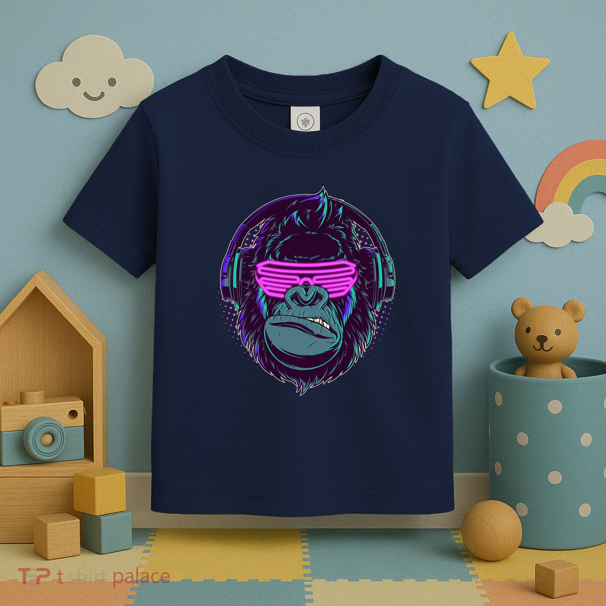 Retro Neon Hipster Gorilla Ape Toddler T-Shirt