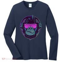 Retro Neon Hipster Gorilla Ape Women's Long Sleeve Shirt thumb 0