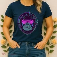Retro Neon Hipster Gorilla Ape Women's T-Shirt thumb 2