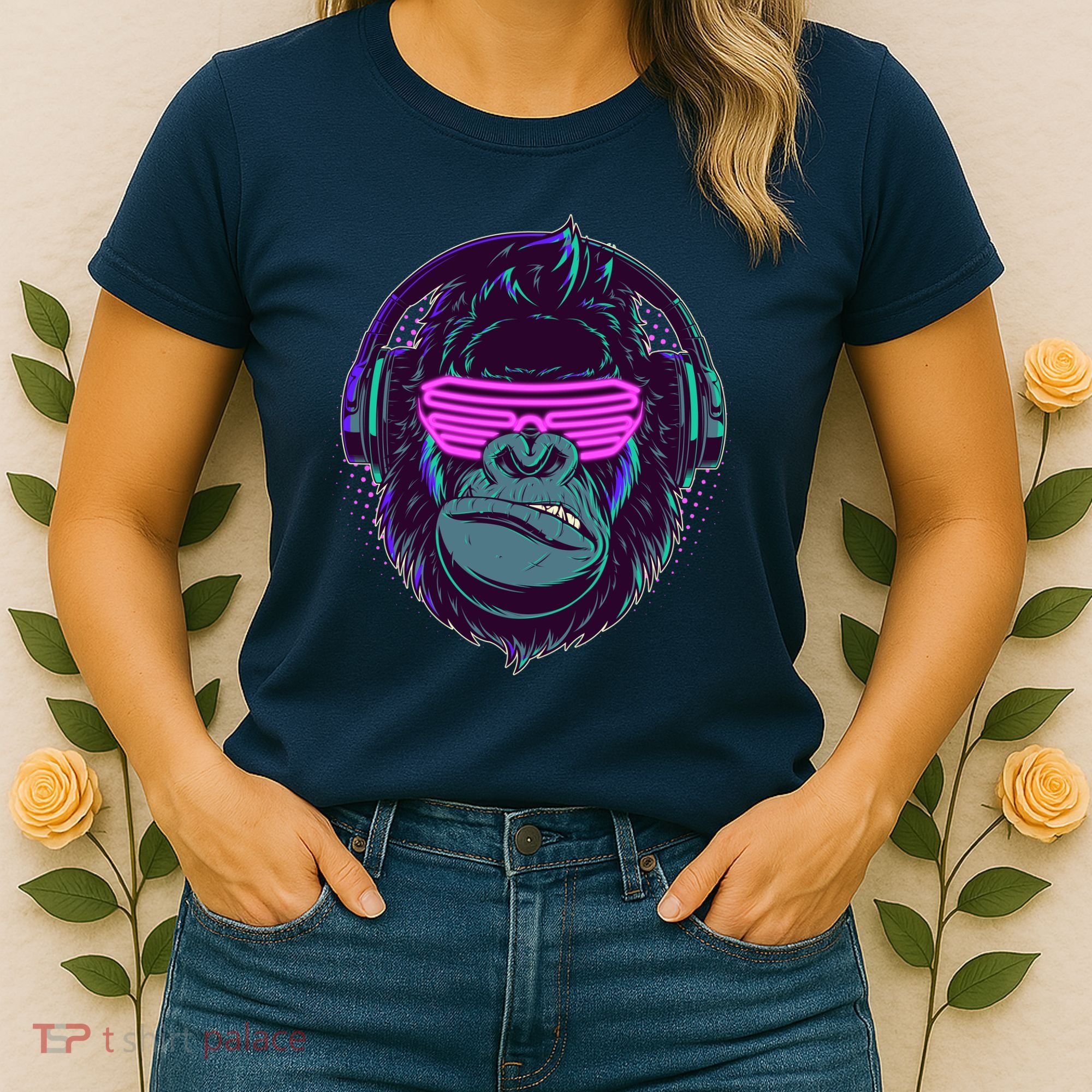 Retro Neon Hipster Gorilla Ape Women's T-Shirt