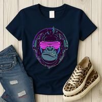Retro Neon Hipster Gorilla Ape Women's T-Shirt thumb 3