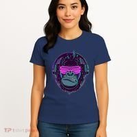 Retro Neon Hipster Gorilla Ape Women's T-Shirt thumb 4