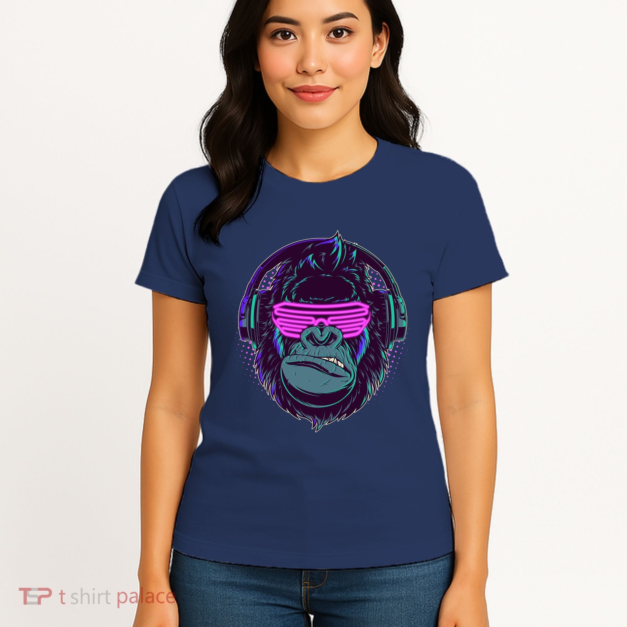 Retro Neon Hipster Gorilla Ape Women's T-Shirt