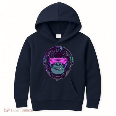 Retro Neon Hipster Gorilla Ape Kids Hoodie