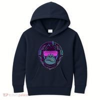 Retro Neon Hipster Gorilla Ape Kids Hoodie thumb 0