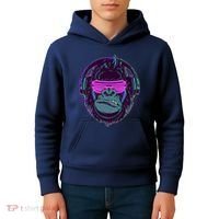Retro Neon Hipster Gorilla Ape Kids Hoodie thumb 4