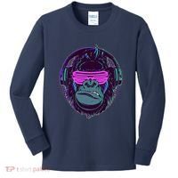 Retro Neon Hipster Gorilla Ape Kids Long Sleeve Shirt thumb 0