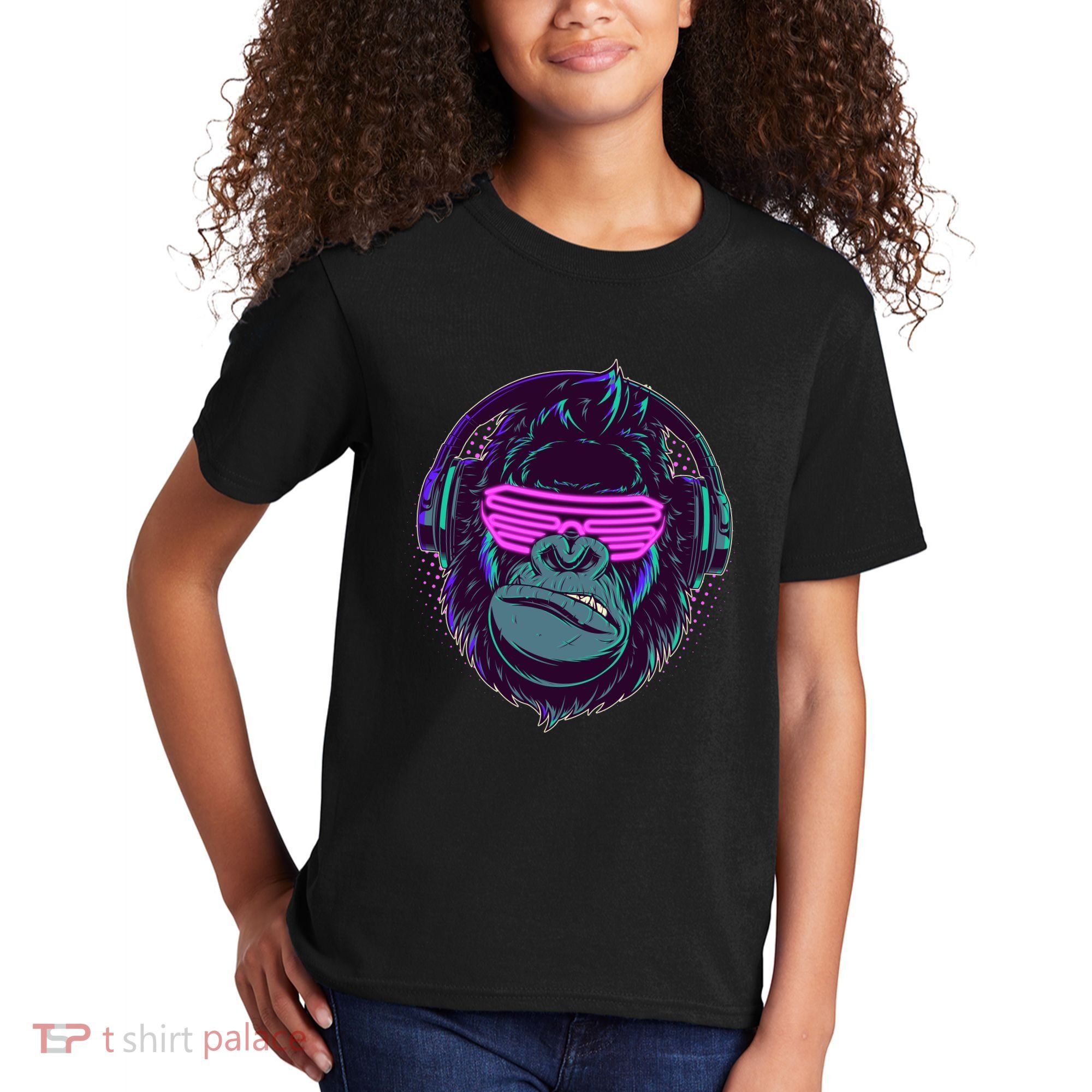 Retro Neon Hipster Gorilla Ape Kids T-Shirt