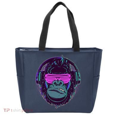 Retro Neon Hipster Gorilla Ape Tote Bag