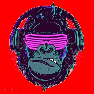 Retro Neon Hipster Gorilla Ape Santa Hat