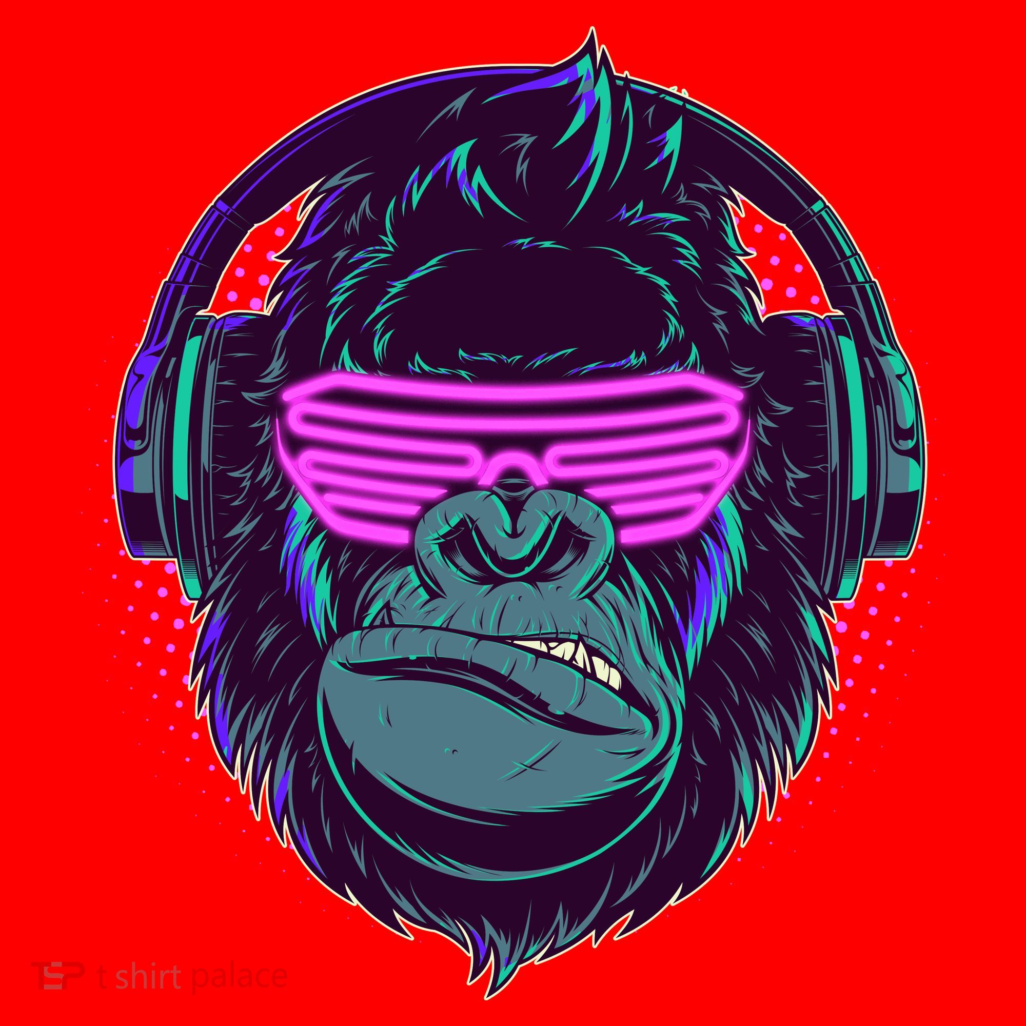 Retro Neon Hipster Gorilla Ape Santa Hat