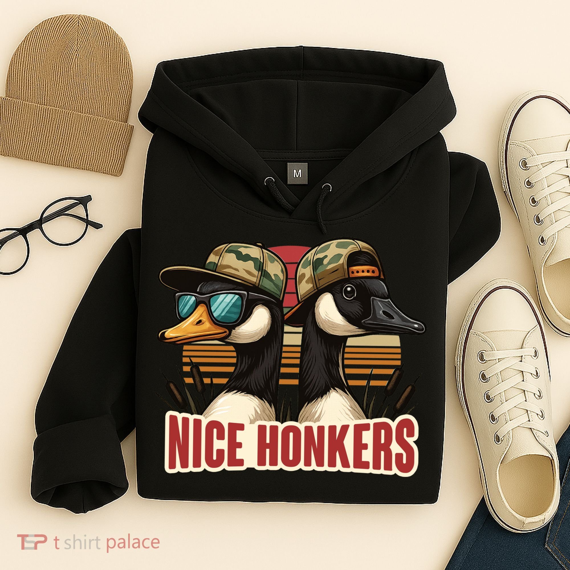 Retro Nice Honkers Fathers Day Duck Hunting Hoodie