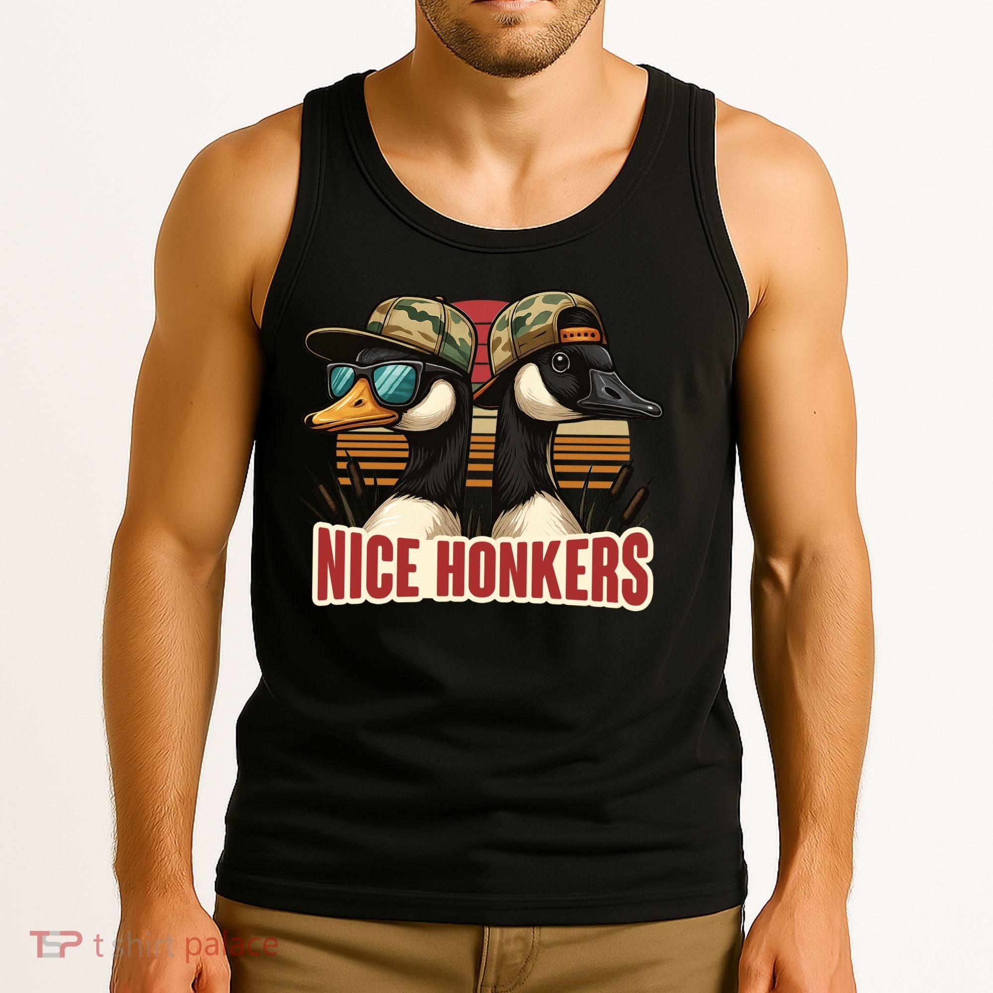 Retro Nice Honkers Fathers Day Duck Hunting Tank Top
