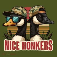 Retro Nice Honkers Fathers Day Duck Hunting Long Sleeve Shirt thumb 2