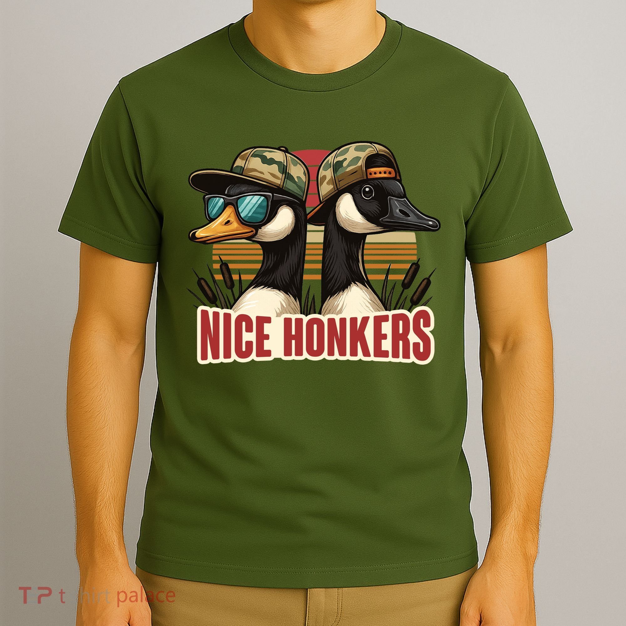 Retro Nice Honkers Fathers Day Duck Hunting T-Shirt