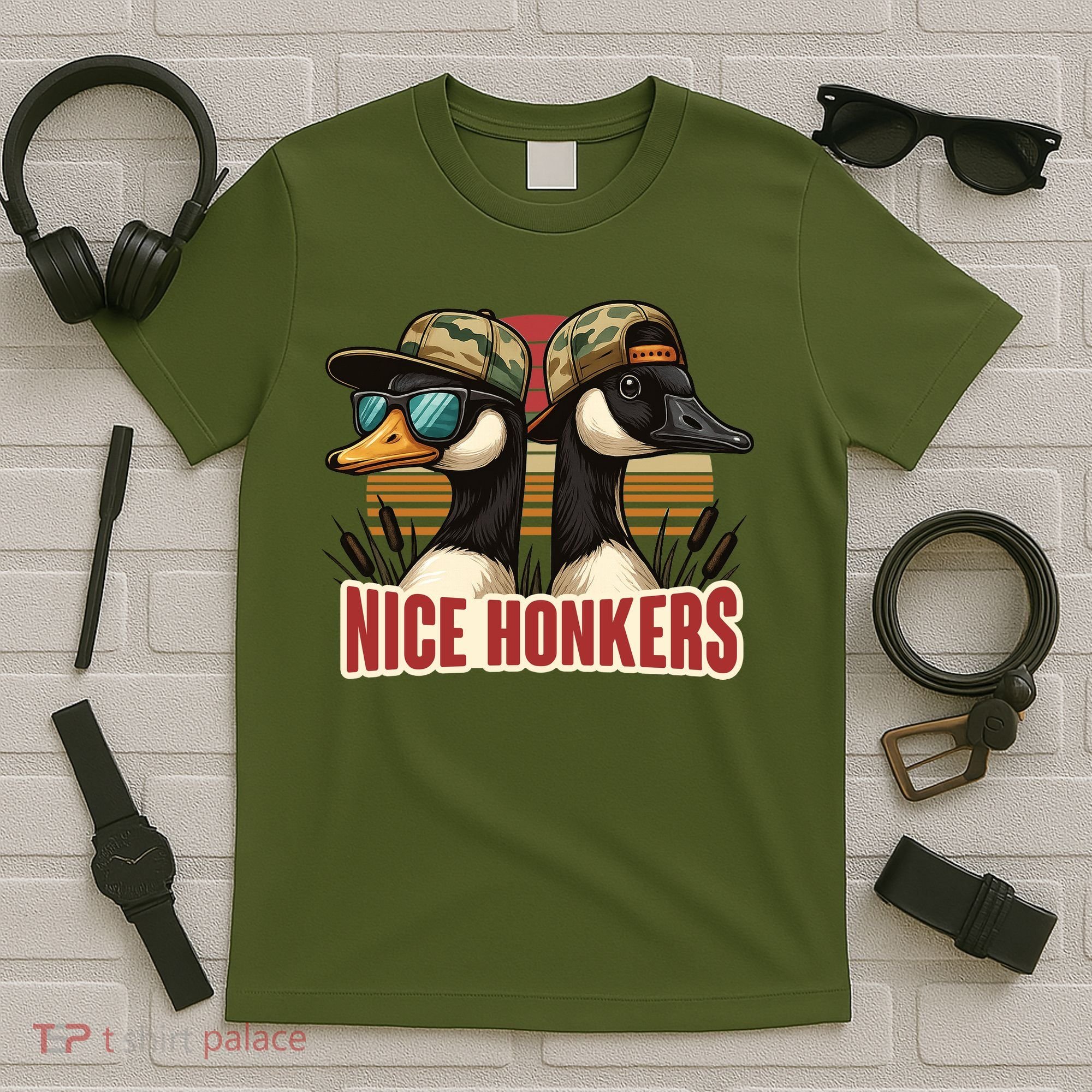 Retro Nice Honkers Fathers Day Duck Hunting T-Shirt