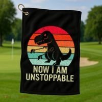 Retro Now I Am Unstoppable Golf Towel thumb 1