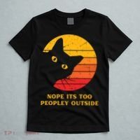 Retro Nope Its Too Peopley Outside Shy Cat Lovers T-Shirt thumb 5