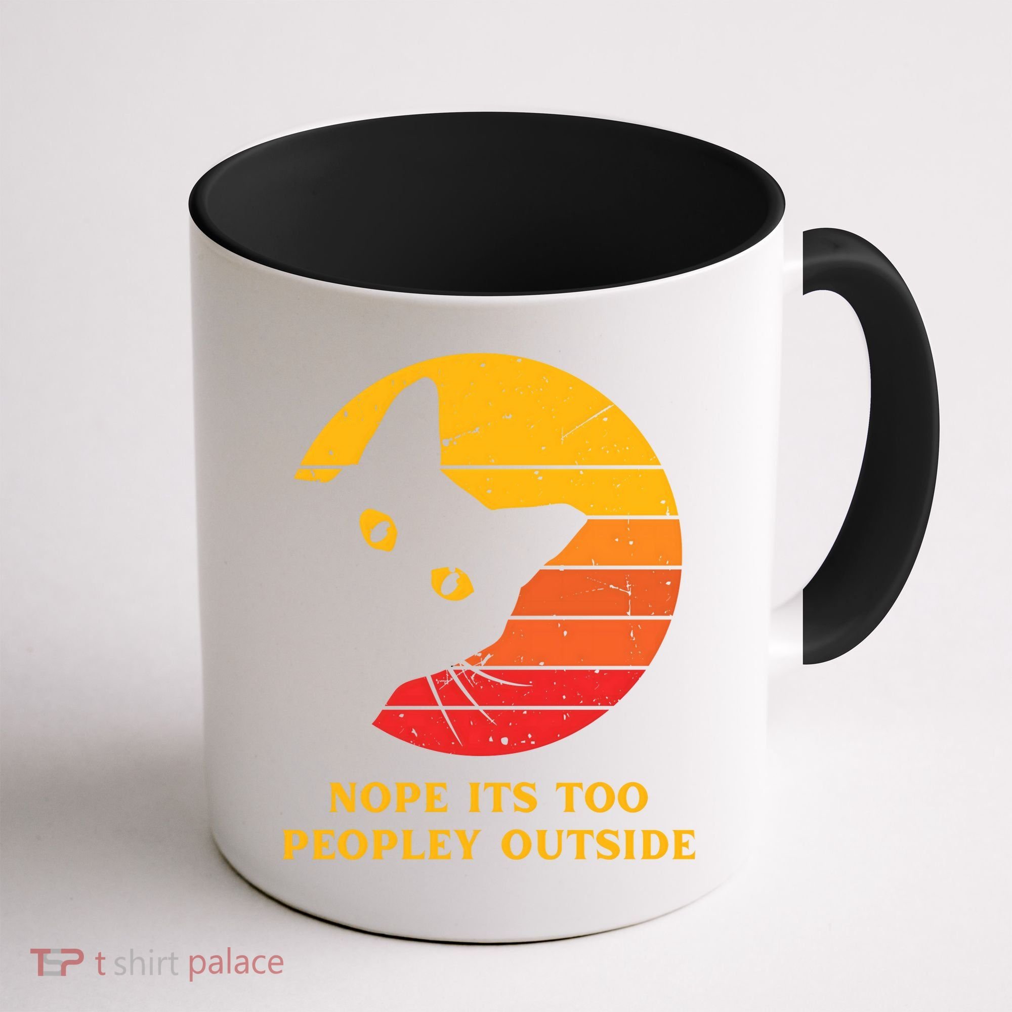 Retro Nope Its Too Peopley Outside Shy Cat Lovers Coffee Mug