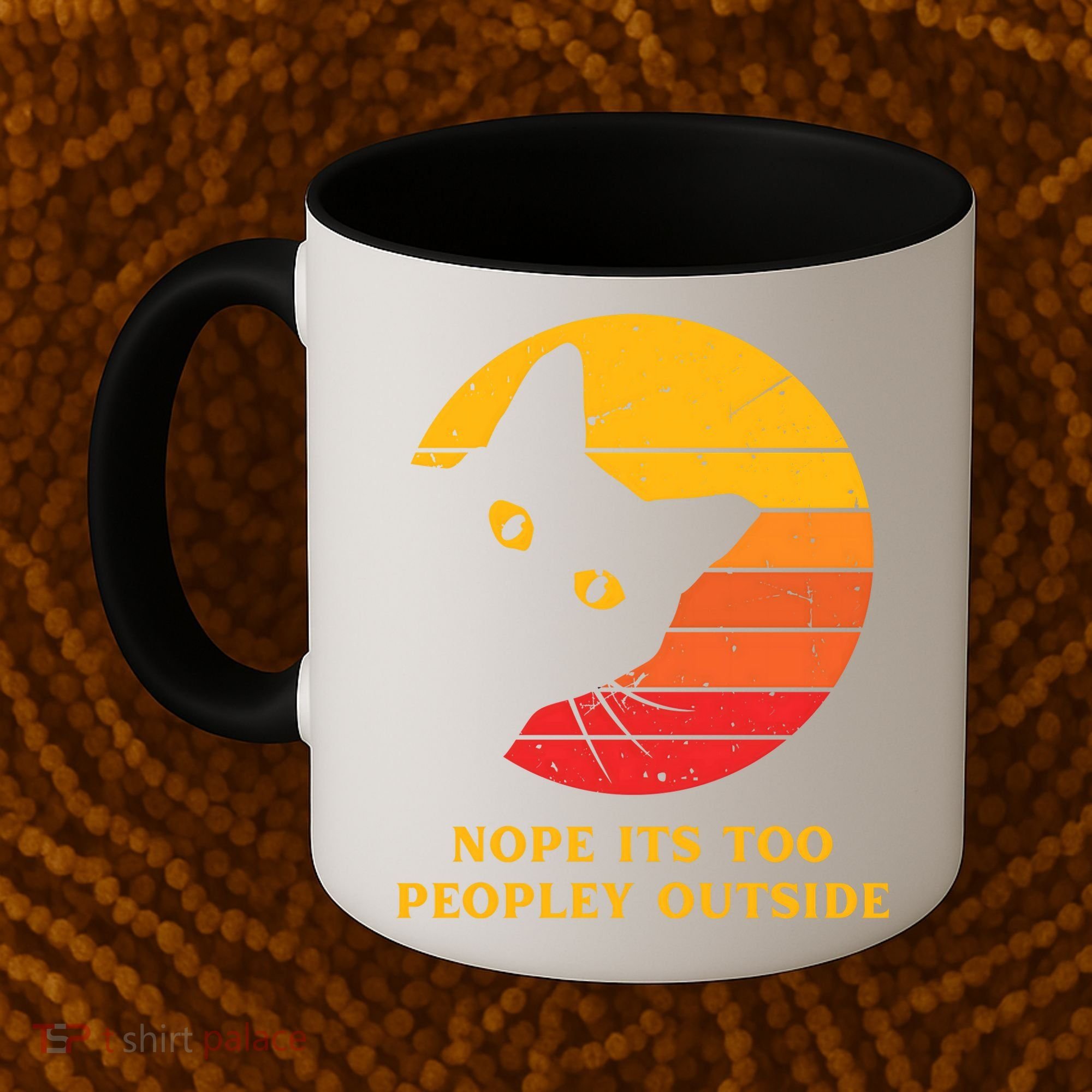 Retro Nope Its Too Peopley Outside Shy Cat Lovers Coffee Mug
