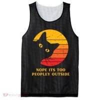 Retro Nope Its Too Peopley Outside Shy Cat Lovers Mesh Reversible Basketball Jersey Tank thumb 0